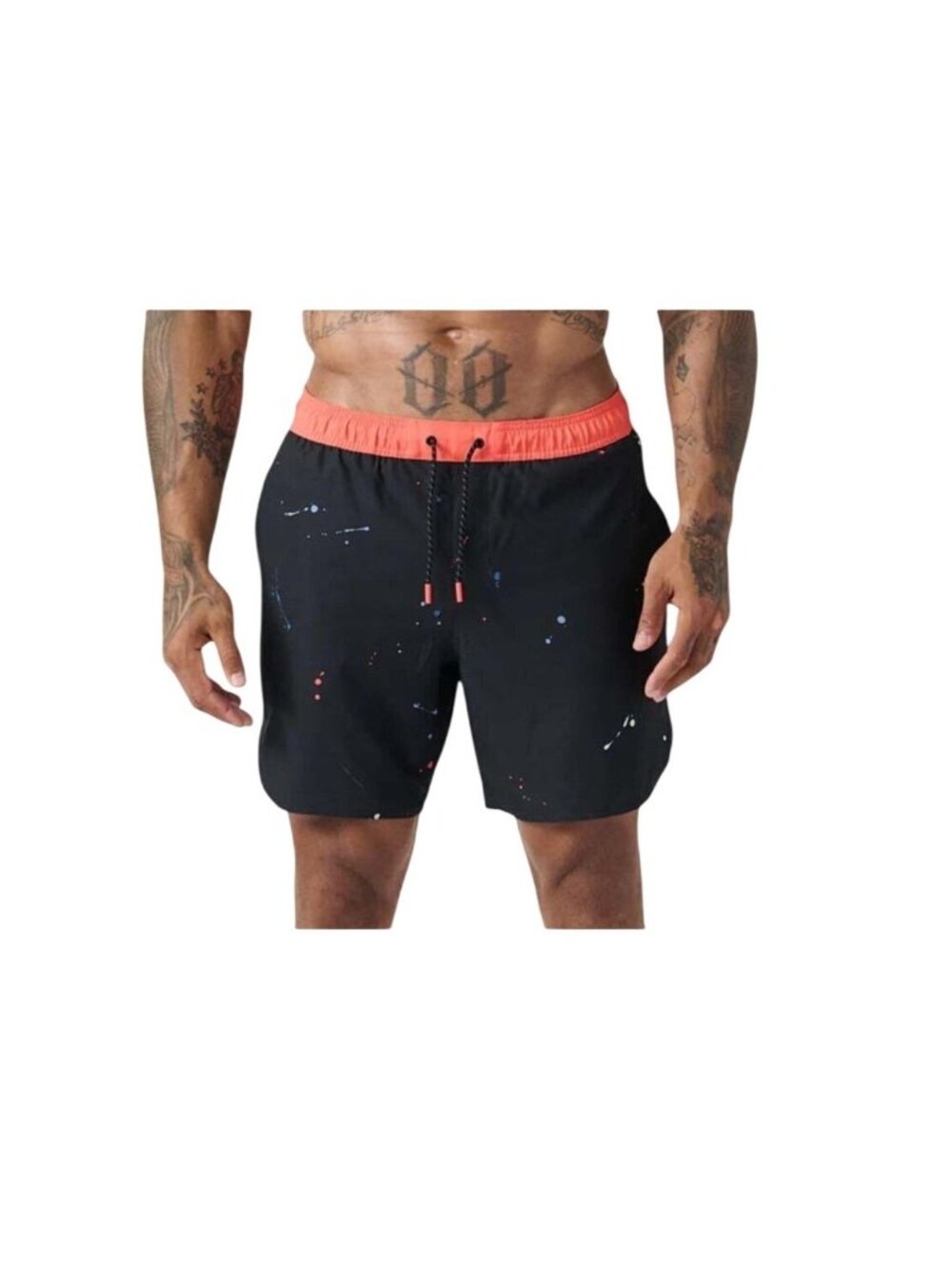 Legends Black Athletic Shorts W/ Red Waistband & Splatter Print XXL